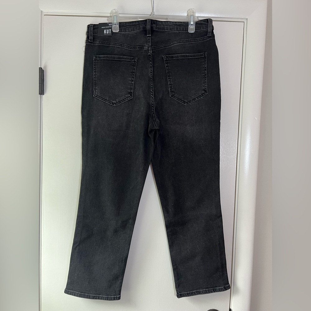 New! Kut from the Kloth Rosa Vintage Straight Leg Crop Denim Jeans Black Size 14 - Picture 7 of 9